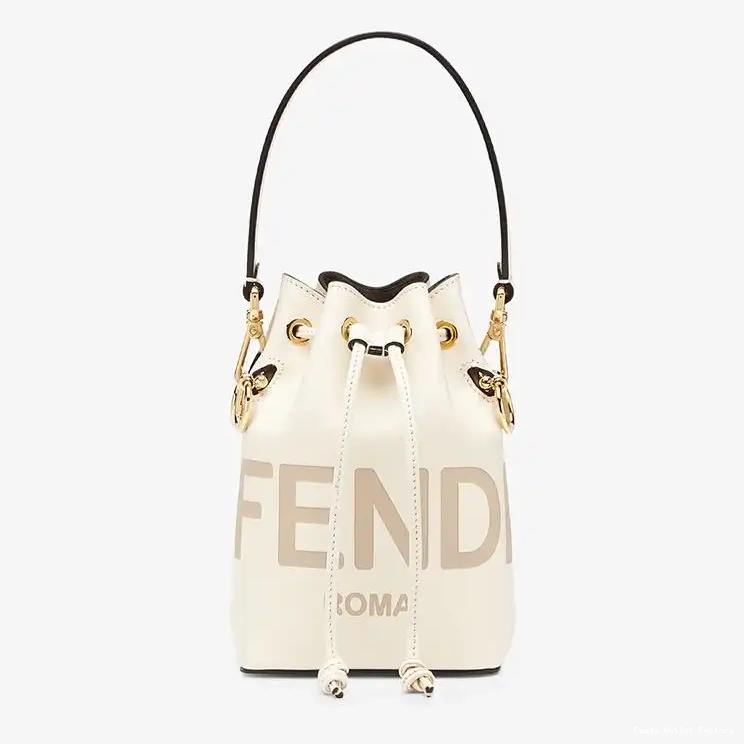 HOT White Tresor Mon Calf Mini Logo Bag Fendi ROMA Bucket Leather In 0706